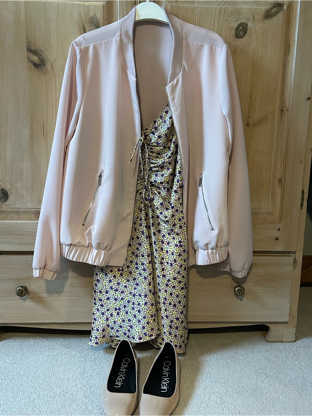 Calvin Klein Pale Pink Women's Bomber Jacket - Zip Front